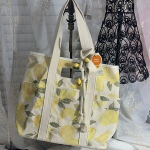 C&C California lemon canvas tote and handle bag